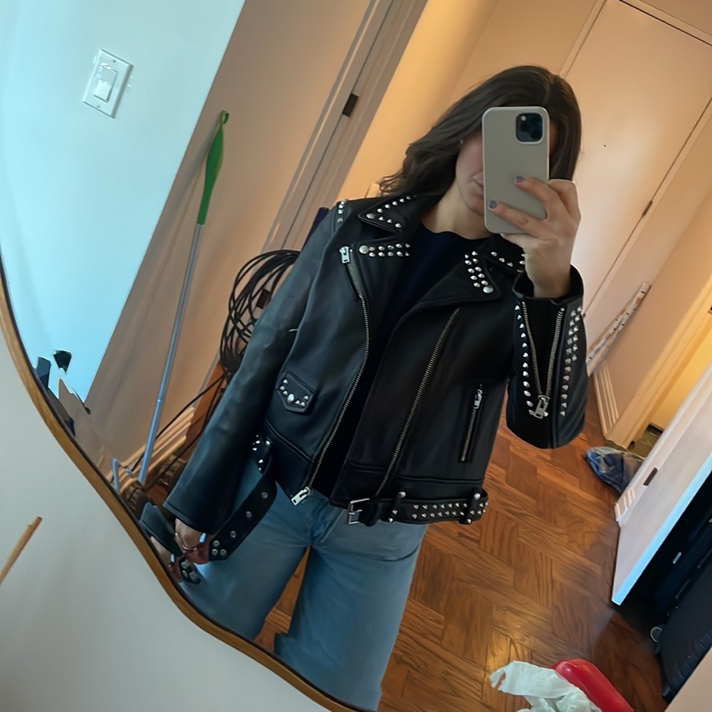 IRO MOTO studded leather jacket never worn mint condition tags on size 42